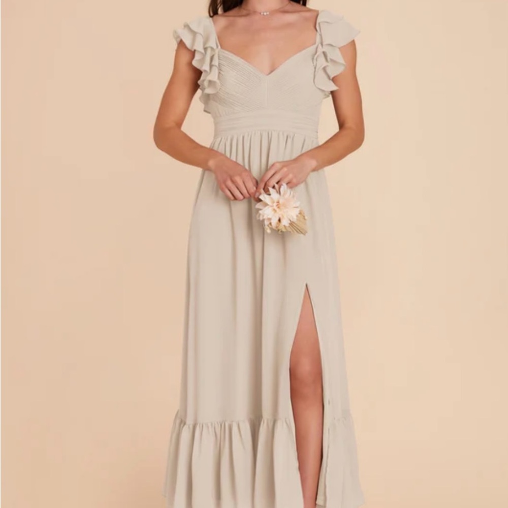 Birdy Grey Cream Ruffle Slit Dress